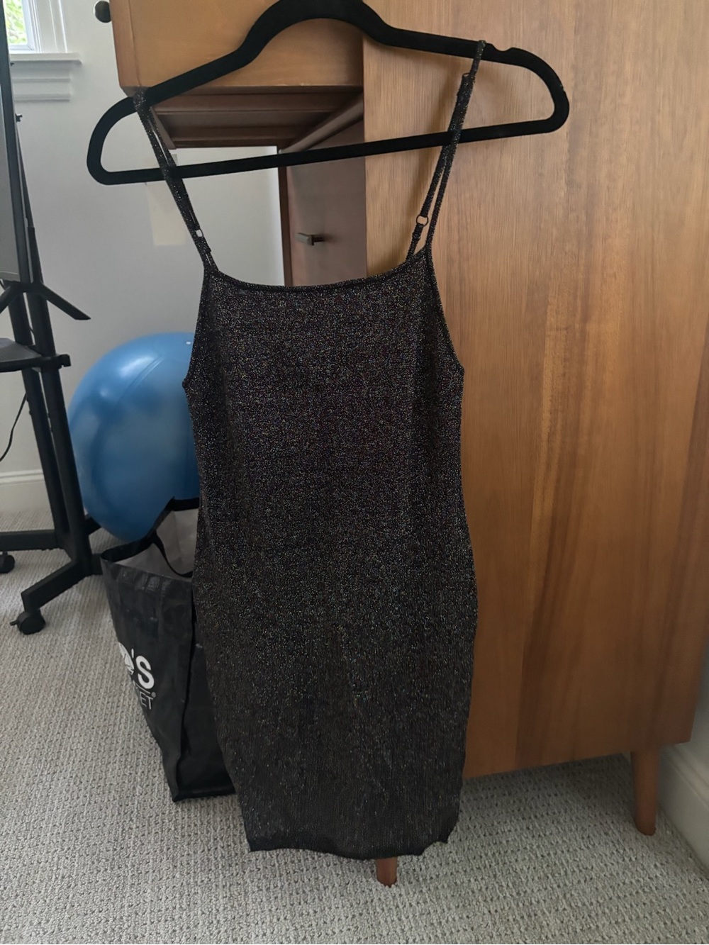 Urban Outfitters Black Sparkle Mini Slip Dress